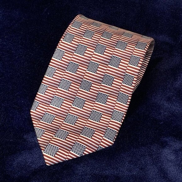 Carlos Devenezia Handmade American Flag Silk Tie Election Labor Day Patriotic - Picture 1 of 7